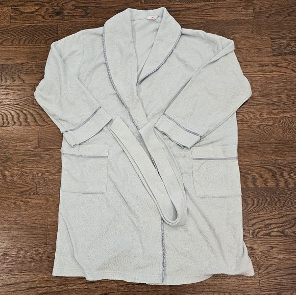 J Crew knee length robe size medium light blue/aqua - Picture 1 of 5